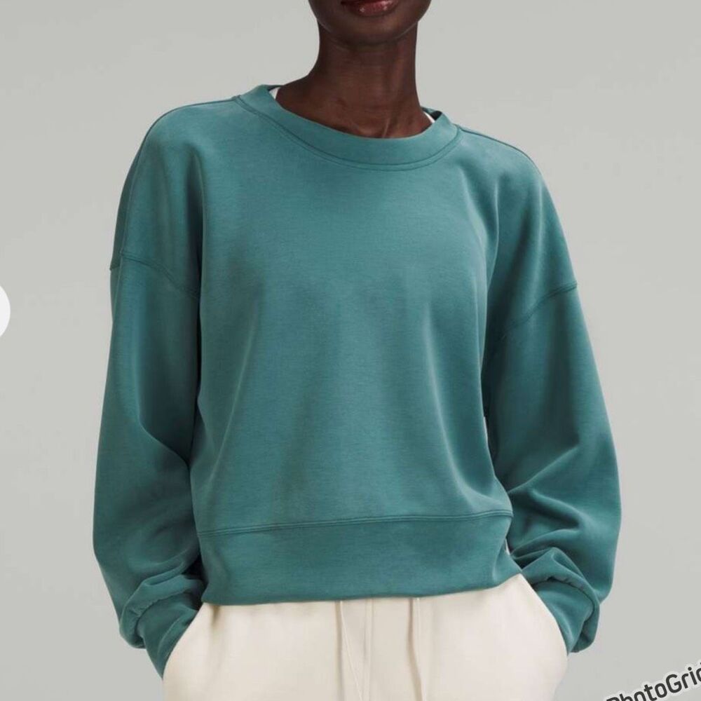 Lululemon Perfectly Oversized Cropped Softstreme Sweater 14 Green Jasper Women